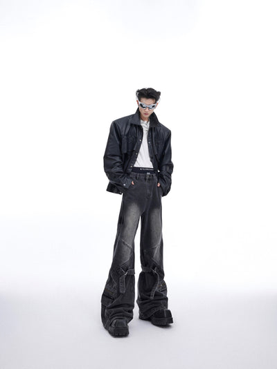 Pantalones Skinny Desgastados con Parches y Diseño Vintage - Image 3