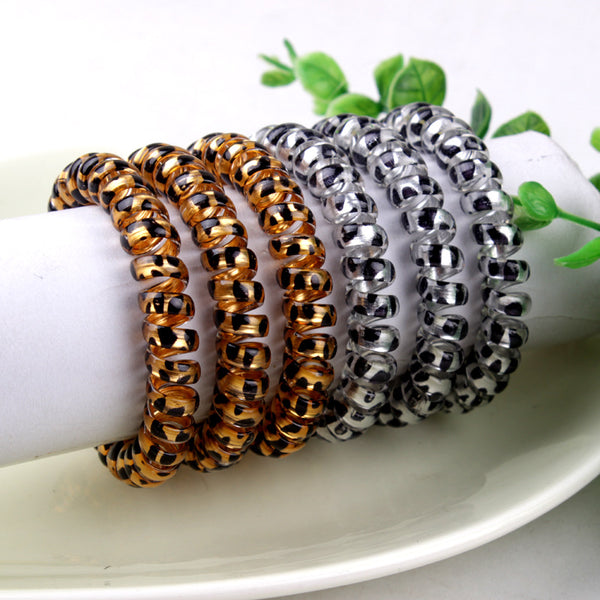 Elástico para Cabello Estampado Leopardo con Cordón Telefónico