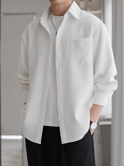 Camisa Polo Texturizada Suelta Casual para Hombre - Image 6