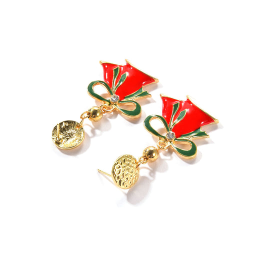 Aretes Navideños Campanas Doradas con Cristales Brillantes - Image 5