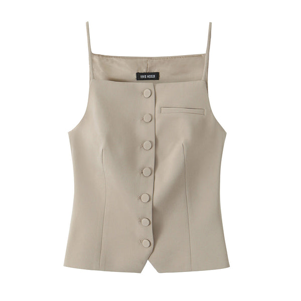 Blusa Elegante Ajustada con Tirantes - Estilo Europeo y Francés