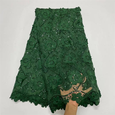 Tela de Encaje Soluble en Agua con Lentejuelas y Flores Bordadas - Image 14