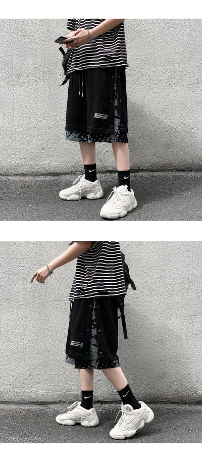 Shorts Hip Hop Estilo Hong Kong con Bordado de Flor de Anacardo - Image 4