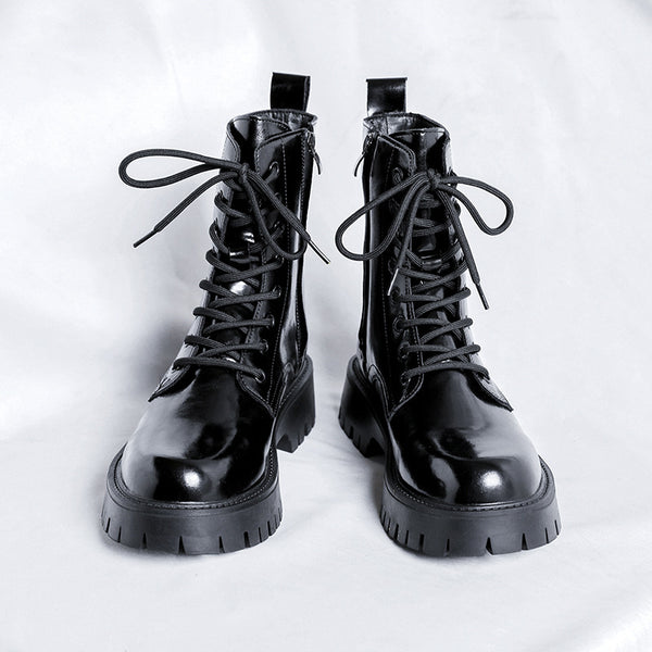 Botas Martin de Cuero Charol para Hombre con Detalles Brillantes