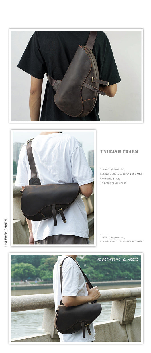 Bolsa de Pecho Retro en Cuero - Mochila Cruzada para Deportes y Viajes - Image 9