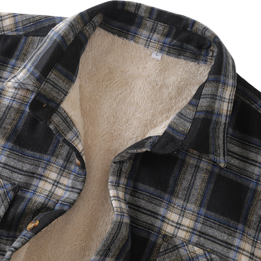 Camisa de Cuadros Cálida con Forro de Terciopelo para Hombre - Image 9