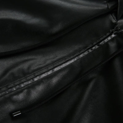 Chaqueta de Cuero Retro Americana con Capucha para Hombre - Image 3