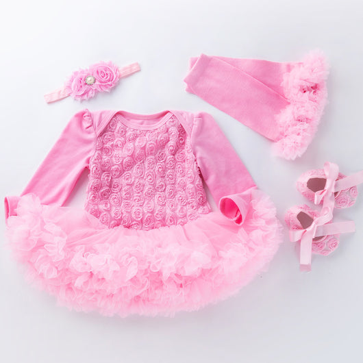 Vestido Romper de Manga Larga Rose Compuesto para Bebé - Image 10
