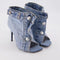 Botas Cortas de Tacón Alto con Remaches en Denim
