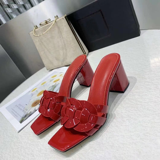 Sandalias y Pantuflas de Tacón Alto en Cuero para Mujer - Image 10