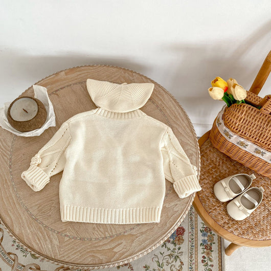 Cardigan Infantil Tejido a Mano con Flores - Image 10