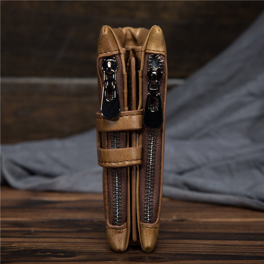 Billetera de Cuero Encerado para Hombre con Doble Cierre y Protección Antirrobo - Image 17