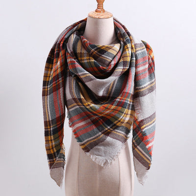 Bufanda de Cashmira Artificial Otoño Invierno Triangular Pareja Cuadros Cálida - Image 16