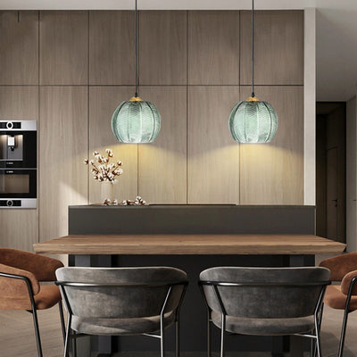 Lámpara de Techo de Cristal con Diseño de Hojas Verdes para Comedor - Image 5