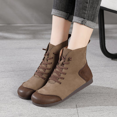 Botas Retro de Cuero con Caña Alta y Costura Decorativa para Mujer - Image 15