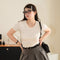 Blusa Plisada Talla Grande con Cintura Ajustable y Manga Corta