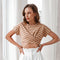 Blusa Casual de Cuello Redondo y Manga Corta para Mujer