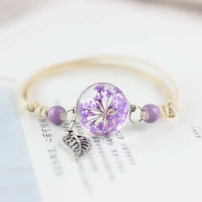 Pulsera Esfera de Cristal con Flores Secas - Diente de León y Estrellas - Image 10