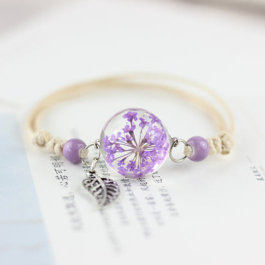 Pulsera Esfera de Cristal con Flores Secas - Diente de León y Estrellas - Image 10