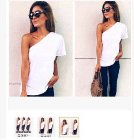 Blusa Blanca Asimétrica de Un Hombro para Mujer - Image 4