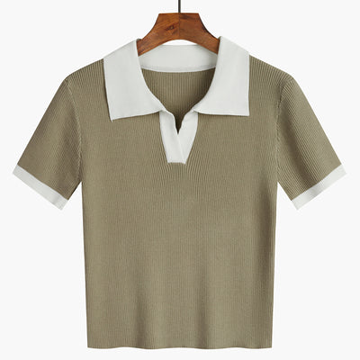 Blusa Corta de Manga Corta Estilo Relajado Primavera