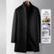 Men's Hand-Knitted Wool Coat with Stand-Up Collar