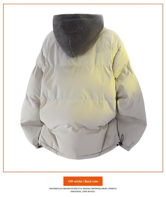 Chaqueta de Invierno Hombre Acolchada Suelta con Diseño Falsa Dos Piezas - Image 13