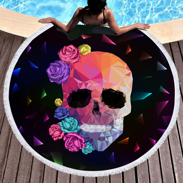 Toalla de Playa Redonda Calavera - Manta Multiusos Fibra Premium