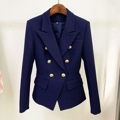 Blazer Doble Botonadura Plateada Estilo Británico Versátil - Image 10