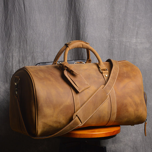Bolsa de Viaje Retro en Cuero Crazy Horse Estilo Europeo Americano para Hombre - Image 13