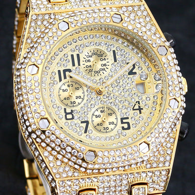 Reloj Deportivo de Cuarzo para Hombre con Tres Ojos y Cronógrafo de Diamantes - Image 15