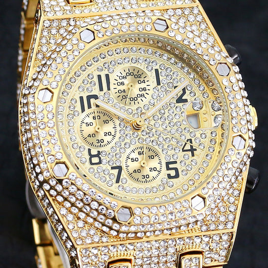Reloj Deportivo de Cuarzo para Hombre con Tres Ojos y Cronógrafo de Diamantes - Image 15