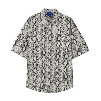 Camisa Casual Hombre Seda Helada Estampado Serpiente Manga Corta Elegante - Image 11