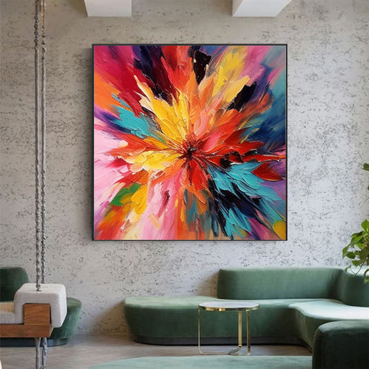Pintura al Óleo Floral Abstracta Hecha a Mano con Espátula – Arte Moderno para Decoración