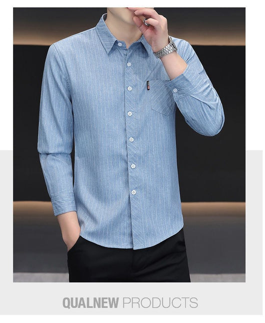 Camisa Slim Fit a Rayas Versátil para Joven - Image 21