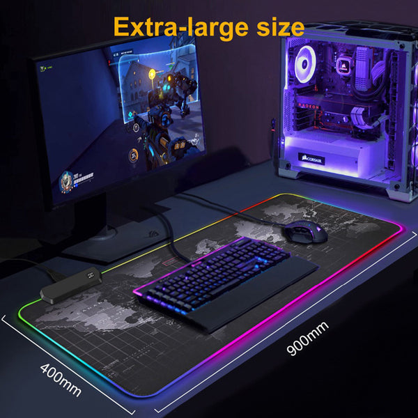 Mousepad RGB Luminoso Grande Antideslizante para Gaming