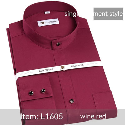 Camisa Manga Larga Cuello Mao de Algodón Mercerizado para Hombre - Image 6