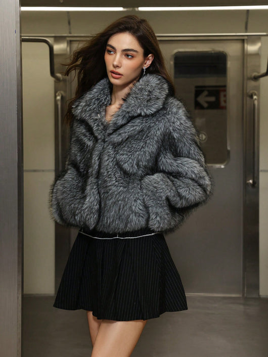 Chaqueta Cálida de Cuello Solapa con Pelaje para Mujer - Image 8