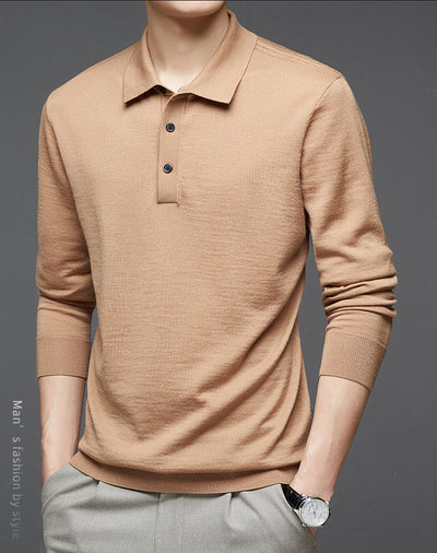Polo de Lana Fina Merino para Hombre - Camisa de Manga Larga Elegante - Image 25