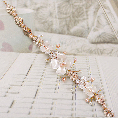 Diadema de Cerámica Perla con Detalles Dorados - Image 2