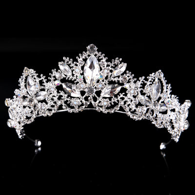 Corona Tiara Nupcial de Cristal Barroco Lujo con Acabado Oro Claro - Image 11