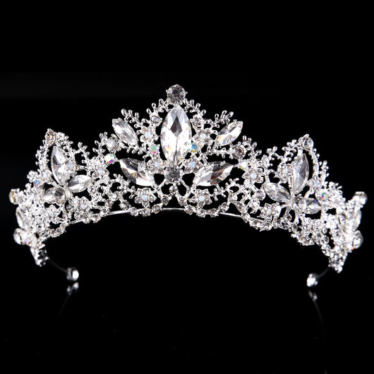Corona Tiara Nupcial de Cristal Barroco Lujo con Acabado Oro Claro - Image 11