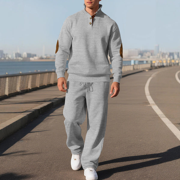 Conjunto Otoñal: Pantalón Casual y Suéter Jacquard con Cuello Alto