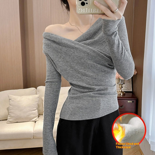Blusa Térmica Asimétrica con Hombro Descubierto y Forro Polar - Image 3