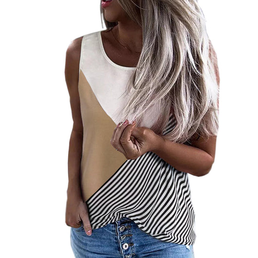 Musculosa Suelta con Cuello Redondo y Rayas Estampadas - Image 4