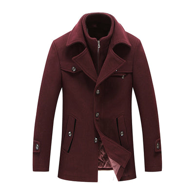 Abrigo de Lana para Hombre Invierno Slim Fit Cuello Desmontable - Image 7