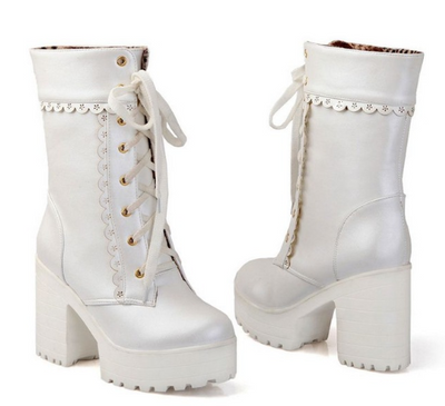 Botas Lolita de Tacón Alto Negras - Estilo Cosplay y Moda Gótica