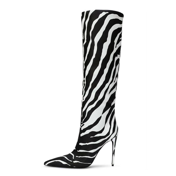 Botas Stiletto Leopardo con Punta Afilada para Mujer