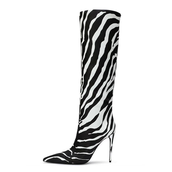 Botas Stiletto Leopardo con Punta Afilada para Mujer