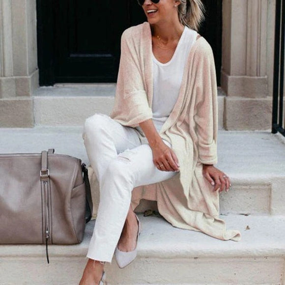 Cardigan Suelto de Punto con Dobladillo Irregular para Mujer